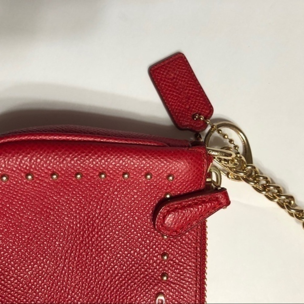 COACH red grosgrain leather mini bag studded - Picture 14 of 15